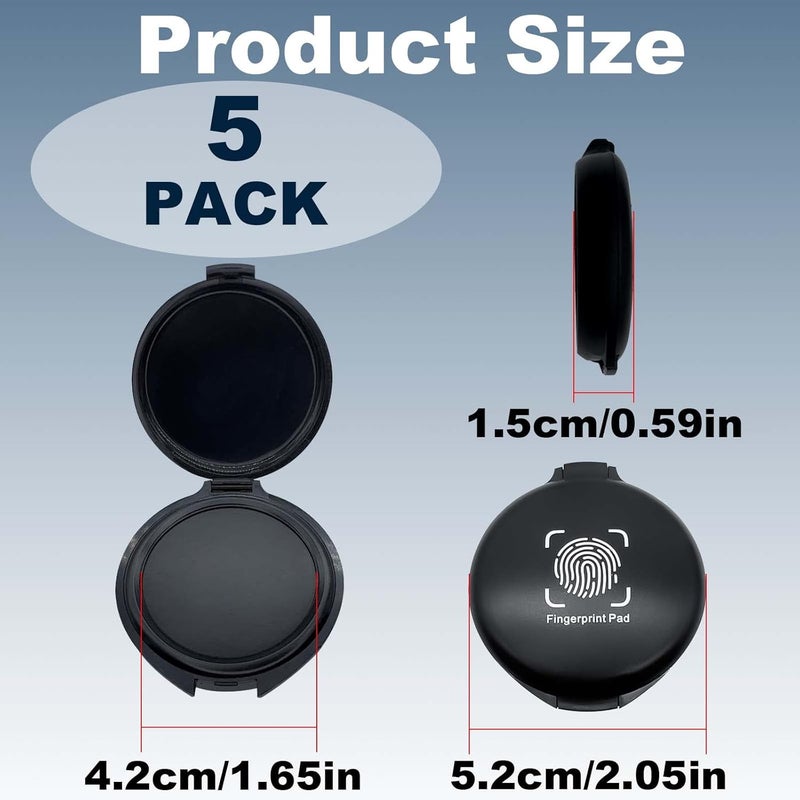 keepsweat Fingerprint Ink Pad 5 Pack Thumbprint Ink Pad for Fingerprint Cards Notary Supplies Black Finger Print Kit for Identification Security ID Law Enforcement Fingerprint Office Home Use Stamp pad - Image 2